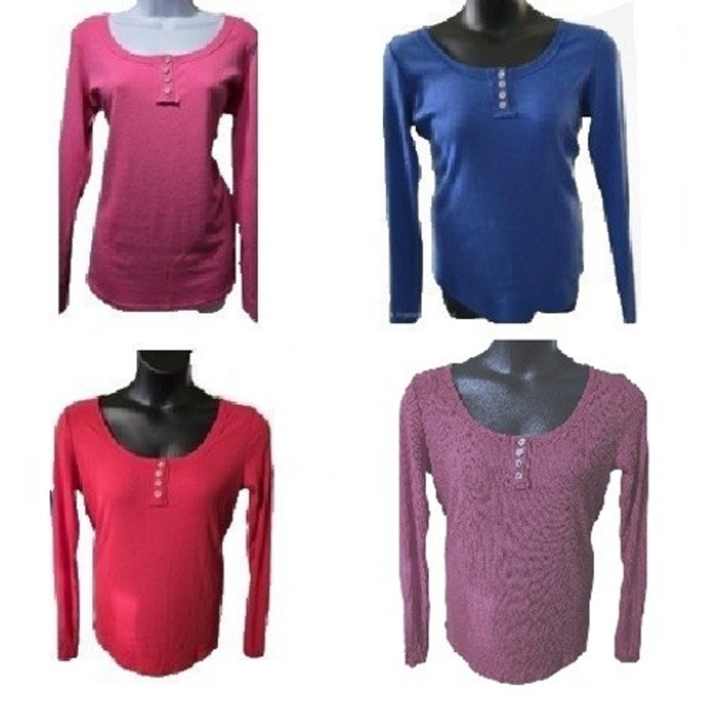 HERE'S: LOT of 4 long sleeve micro ribbed henley lightweight shirts LOT SIZED XL